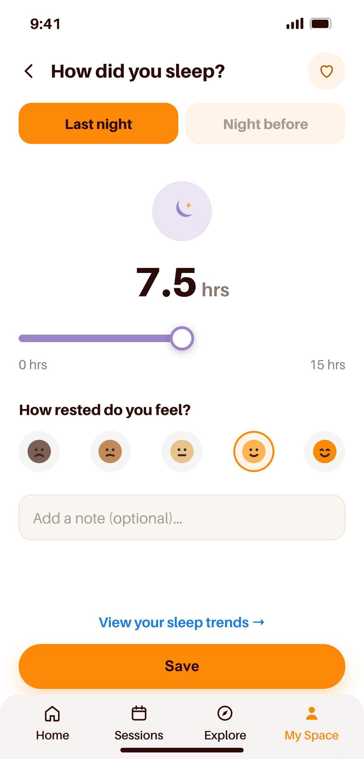 Sleep logging